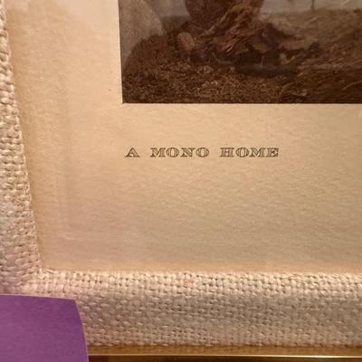 Sale Photo Thumbnail #671: wood framed Vtg. EL Curtis art titled “A Mono Home”