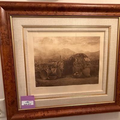 Sale Photo Thumbnail #670: wood framed Vtg. EL Curtis art titled “A Mono Home”