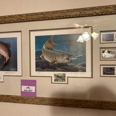 Sale Photo Thumbnail #708: long framed NV Trout Dbl. print w/4 stamps & 2 silver