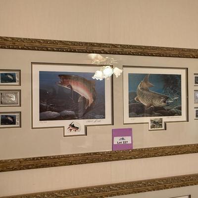 Sale Photo Thumbnail #706: long framed NV Trout Dbl. print w/4 stamps & 2 silver