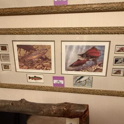 Sale Photo Thumbnail #717: long framed NV Trout Dbl. print w/4 stamps & 2 silver