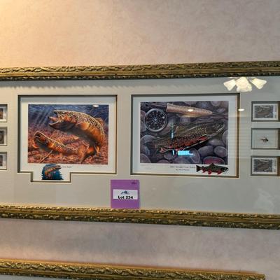 Sale Photo Thumbnail #737: long framed NV Trout Dbl. print w/4 stamps & 2 silver