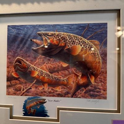 Sale Photo Thumbnail #739: long framed NV Trout Dbl. print w/4 stamps & 2 silver