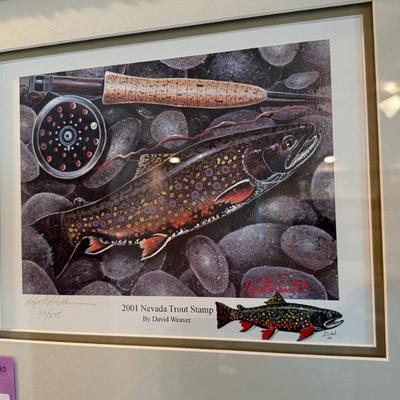 Sale Photo Thumbnail #738: long framed NV Trout Dbl. print w/4 stamps & 2 silver