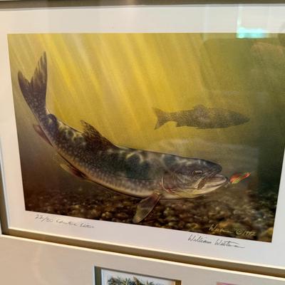 Sale Photo Thumbnail #760: long framed NV Trout Dbl. print w/stamps & 2 silver 