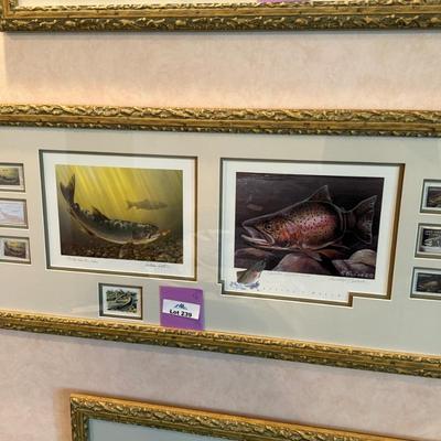 Sale Photo Thumbnail #757: long framed NV Trout Dbl. print w/stamps & 2 silver 