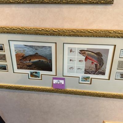 Sale Photo Thumbnail #784: long framed NV Trout Dbl. print w/4 stamps & 2 silver