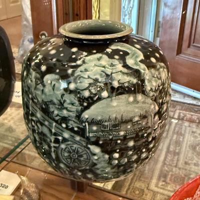 Sale Photo Thumbnail #842: Chinese raised glass 6”t Vase as shown