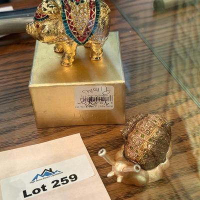 Sale Photo Thumbnail #851: Set of 4 Jeweled Pigs/Snail themed New Trinket boxes
