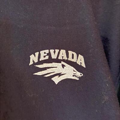 Sale Photo Thumbnail #901: UNR themed blue & leather sleeved bomber jacket