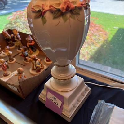 Sale Photo Thumbnail #918: 2 working 34”t white & floral Table Lamps as shown