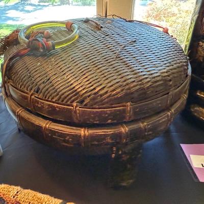 Sale Photo Thumbnail #937: Woven Basket w/Lid and 3 tiered stacking boxes