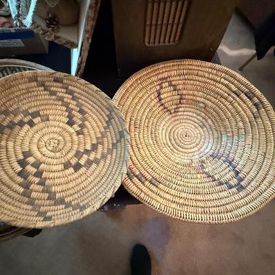 Sale Photo Thumbnail #955: 4 Woven Native Baskets & small native blanket