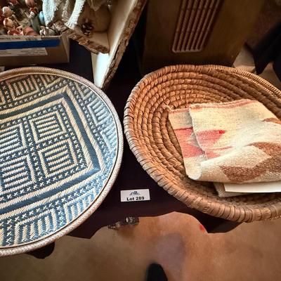 Sale Photo Thumbnail #956: 4 Woven Native Baskets & small native blanket