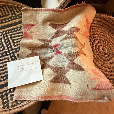 Sale Photo Thumbnail #957: 4 Woven Native Baskets & small native blanket