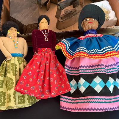 Sale Photo Thumbnail #977: 3 various colorful Native made decorative Dolls