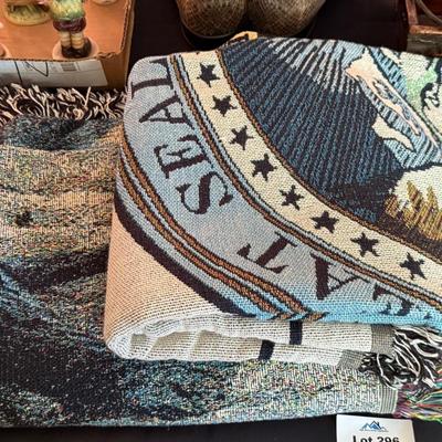 Sale Photo Thumbnail #978: 2 Tapestry Throw blankets - 1 State Seal of NV + 1 