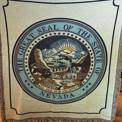 Sale Photo Thumbnail #979: 2 Tapestry Throw blankets - 1 State Seal of NV + 1 