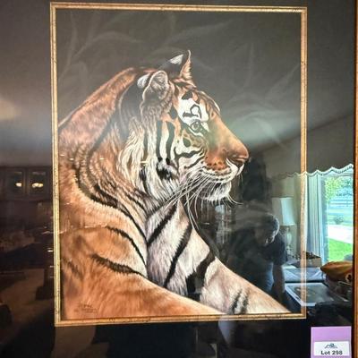 Sale Photo Thumbnail #987: Original signed Joanne Graham Pastel of Tiger framed