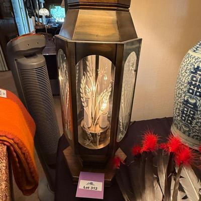 Sale Photo Thumbnail #1040: Vtg. 44”t Metal & Glass multi-bulb table lamp