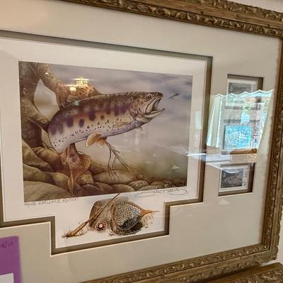 Sale Photo Thumbnail #1043: long framed NV Trout Dbl. print w/4 stamps & 2 silver