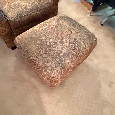 Sale Photo Thumbnail #1055: Nice Paisley Upholstered Arm Chair & Ottoman