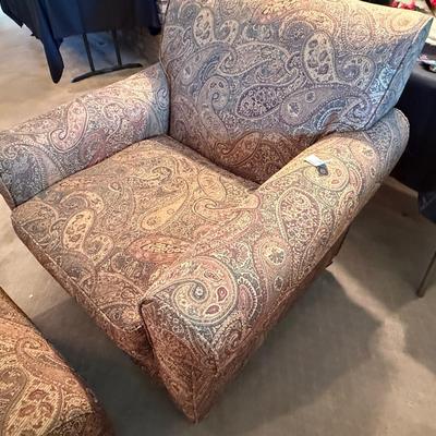 Sale Photo Thumbnail #1056: Nice Paisley Upholstered Arm Chair & Ottoman