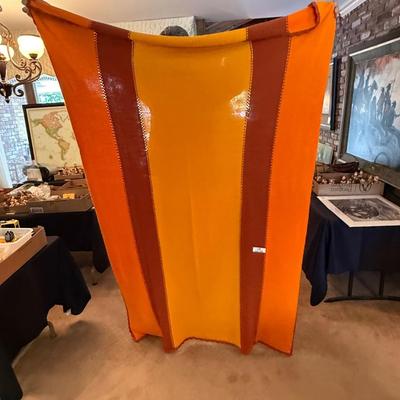 Sale Photo Thumbnail #1058: Vtg. Orange colored Throw Blanket