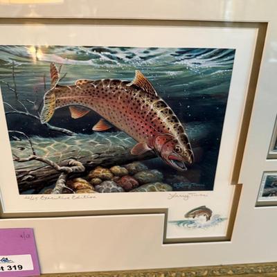 Sale Photo Thumbnail #1070: long framed NV Trout Dbl. print w/4 stamps & 2 silver