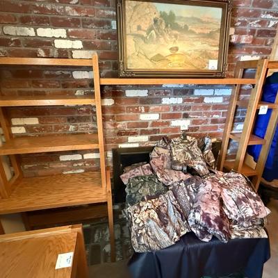 Sale Photo Thumbnail #1086: 92”w x 69”t Nice Wood 3 Piece Wall Shelf
