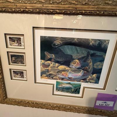 Sale Photo Thumbnail #1106: long framed NV Trout Dbl. print w/4 stamps & 2 silver
