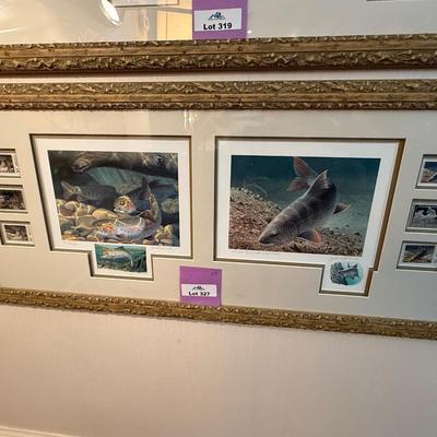 Sale Photo Thumbnail #1104: long framed NV Trout Dbl. print w/4 stamps & 2 silver