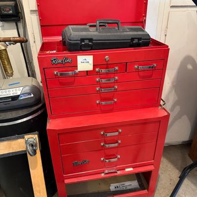 Sale Photo Thumbnail #1147: Rem-Line rolling Tool Box w/Lots of Tools inside