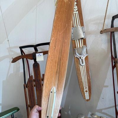 Sale Photo Thumbnail #1198: Pair of short Riviera wooden Water Skis
