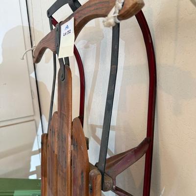 Sale Photo Thumbnail #1201: Vtg. Speedaway Wood & Metal Snow Sled