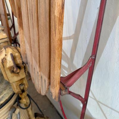 Sale Photo Thumbnail #1208: Vintage Wood & Metal Sled - no maker shown