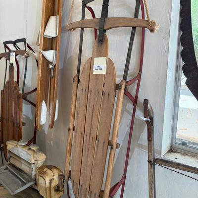 Sale Photo Thumbnail #1207: Vintage Wood & Metal Sled - no maker shown