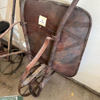 Sale Photo Thumbnail #1212: Heavy Metal Vintage Wheelbarrow w/metal wheel