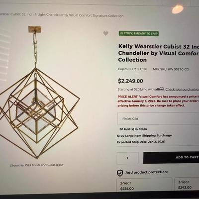 Sale Photo Thumbnail #1225: NEW Brass & Glass Chandelier w/box as shown