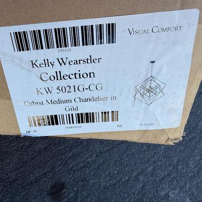 Sale Photo Thumbnail #1224: NEW Brass & Glass Chandelier w/box as shown