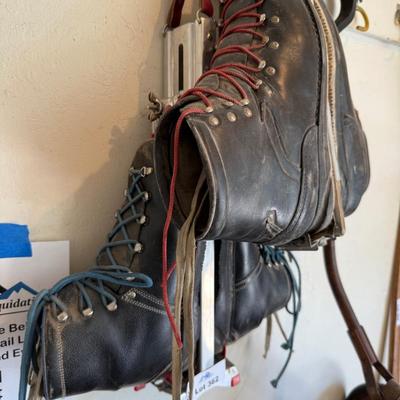 Sale Photo Thumbnail #1231: 2 Vintage Pairs of Black Ski Boots as shown