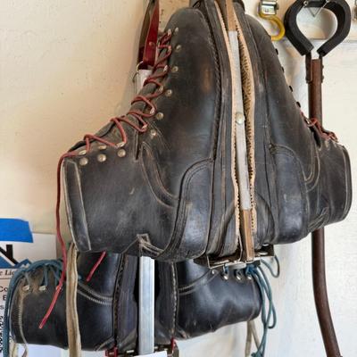 Sale Photo Thumbnail #1230: 2 Vintage Pairs of Black Ski Boots as shown