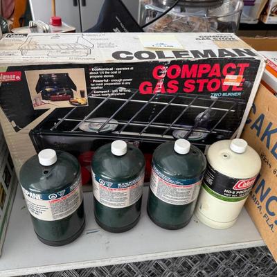 Sale Photo Thumbnail #1320: Coleman compact 2 burner portable gas stove w/box