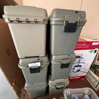 Sale Photo Thumbnail #1388: 6 Cabella’s hard plastic Green Ammo Boxes - Empty