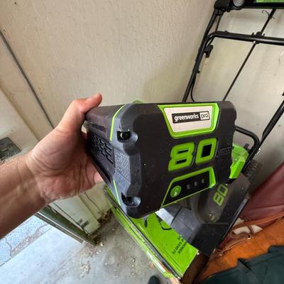 Sale Photo Thumbnail #1397: GreenWorx Pro 80V Snow Blower/charger/battery/bx