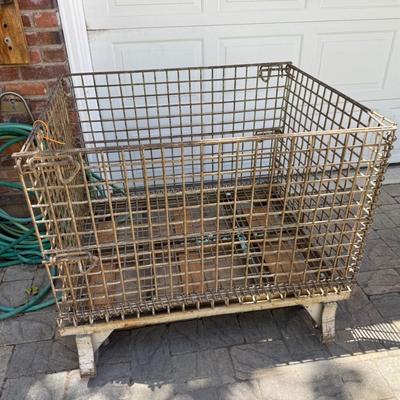 Sale Photo Thumbnail #1409: Very heavy Steel rolling Crate on rolling cart