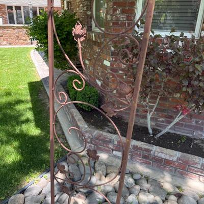 Sale Photo Thumbnail #1429: Curved 7’t x 40”w outdoor Wrought Iron Trellis S yard