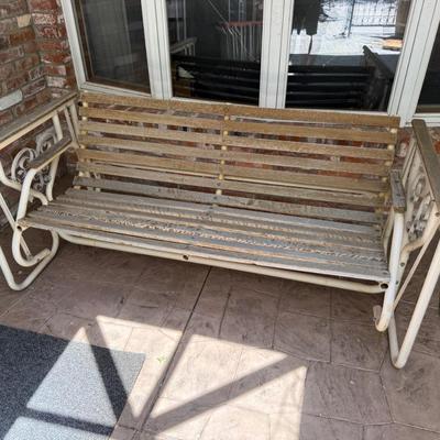 Sale Photo Thumbnail #1440: Metal & Wood outdoor rocking/swinging Chair