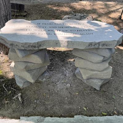 Sale Photo Thumbnail #1442: Stone about 5 pc Stone engraved Bench