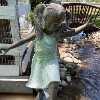 Sale Photo Thumbnail #1458: Cute outdoor Bronze w/2 kids & dog on it 5’l x 5t est.
This item will require special logistics to remove it from the yard. We are not loading or transporting these large items. They must be removed carefully not to disturb the surroundings.